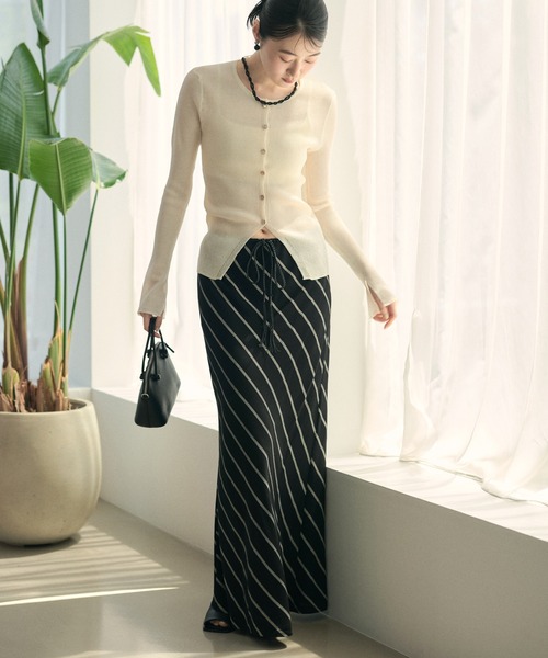 LAULEN(ローレン)の「cotton linen stripe long skirt /コットンリネンストライプ柄ロングスカート(スカート・レディース・ブラック/ベージュ・M/S)」の19枚目の写真