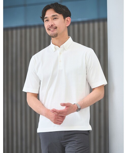 WEB限定】JUST fit デイリー ドライ ボタンダウン 半袖 ポロシャツ