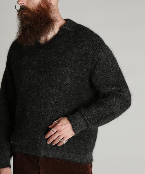 Schott（ショット）の「Schott/ショット/MOHAIR KNIT SKIPPER/モヘア ニット スキッパー（ニット/セーター・メンズ・ブラック/ブラウン・L/M/XL）」の6枚目の写真