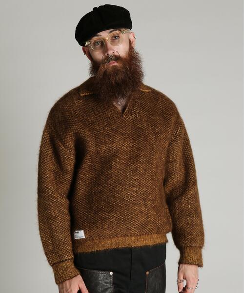 Schott（ショット）の「Schott/ショット/MOHAIR KNIT SKIPPER/モヘア ニット スキッパー（ニット/セーター・メンズ・ブラック/ブラウン・L/M/XL）」の13枚目の写真
