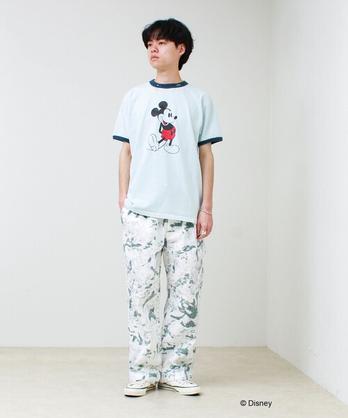 GOOD ROCK SPEED(グッドロックスピード)の「【GOOD ROCK SPEED】MICKEY / ミッキーマウス リンガーダメージT(Tシャツ/カットソー・メンズ・サックスブルー/ライトグレー・FREE)」の3枚目の写真