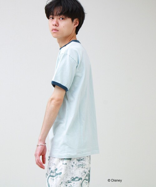 GOOD ROCK SPEED(グッドロックスピード)の「【GOOD ROCK SPEED】MICKEY / ミッキーマウス リンガーダメージT(Tシャツ/カットソー・メンズ・サックスブルー/ライトグレー・FREE)」の5枚目の写真
