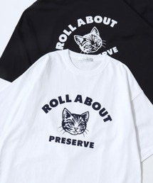 Lazar 別注 Animal Flocky Tee/オーバーサイズ アニマル柄 ネコ トラ イヌ カレッジ フロッキープリント 半袖Tシャツ/レディース メンズ