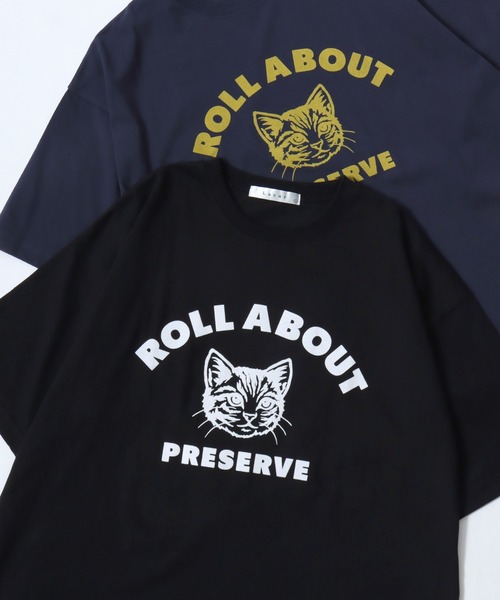 Lazar(ラザル)の「Lazar 別注 Animal Flocky Tee/オーバーサイズ アニマル柄 ネコ トラ イヌ カレッジ フロッキープリント 半袖Tシャツ/レディース メンズ(Tシャツ/カットソー・レディース・ネイビー/ホワイト系その他2/ブラック系その他2/ブラック/ブラック系その他/ブルー系その他2/ホワイト系その他/ホワイト/ブルー系その他・M/LL/L)」の4枚目の写真