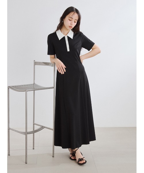 FRAY I.D(フレイアイディー)の「ポロ襟カットソーワンピース(ワンピース・レディース・ブラック/ベージュ/ネイビー・0/1)」の17枚目の写真