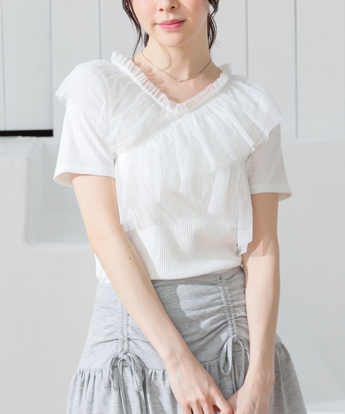 チュールフリルトップス（Tシャツ/カットソー）｜Honeys（ハニーズ）の