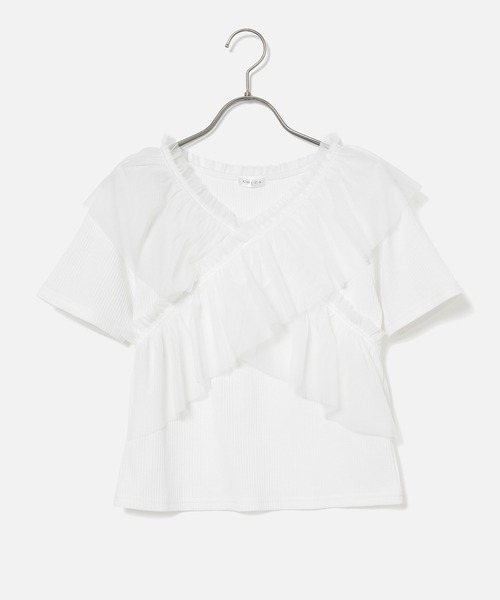 Honeys(ハニーズ)の「チュールフリルトップス(Tシャツ/カットソー・レディース・ピンク/ホワイト/ブラック/グレー・L/LL/M/S)」の19枚目の写真