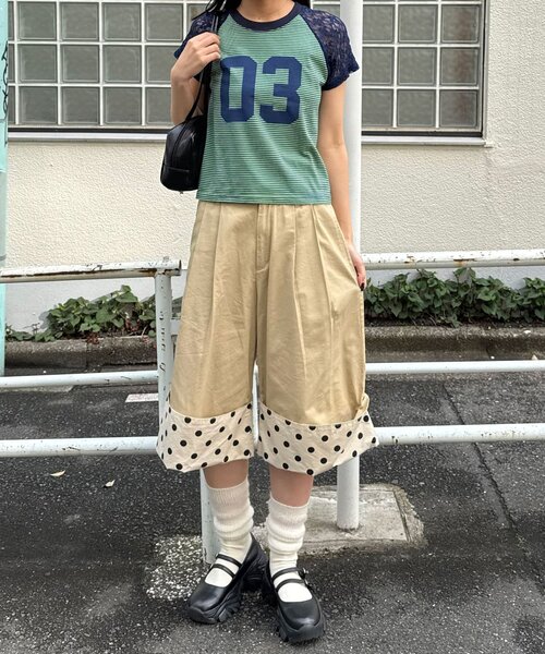 CIAOPANIC(チャオパニック)の「袖レースナンバリングボーダーラグランTee(Tシャツ/カットソー・レディース・ブラック/オレンジ/ネイビー/ブラウン・ONE SIZE)」の22枚目の写真