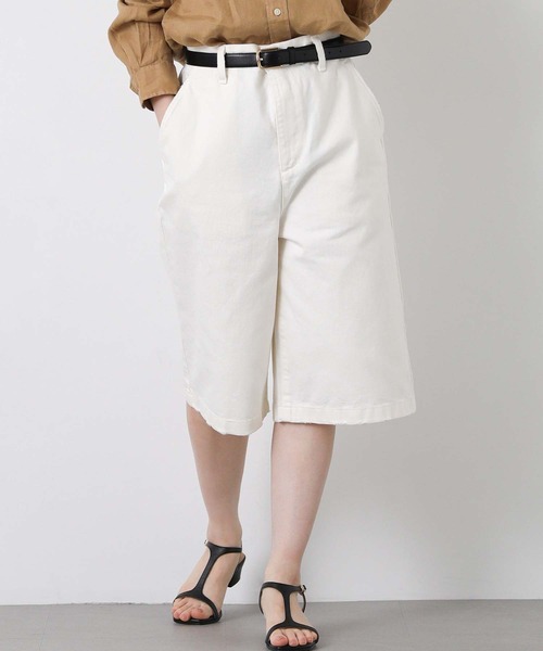 Le Minor(ルミノア)の「ルミノアデニムハーフパンツ(デニムパンツ・レディース・ブラック/ホワイト・25)」の1枚目の写真