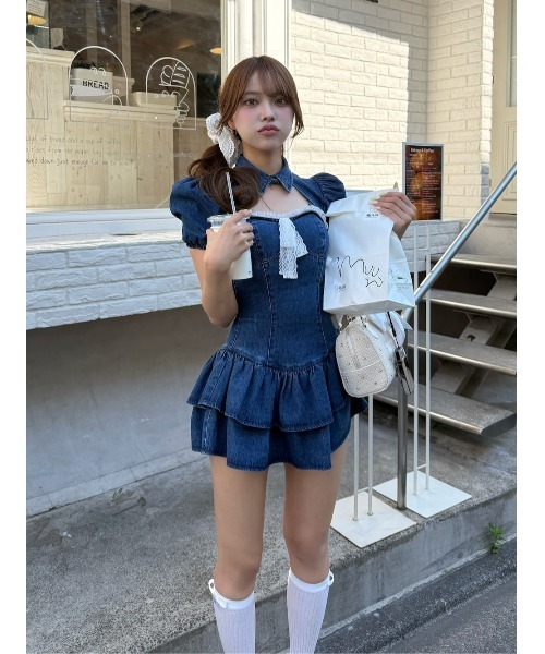 Darich（ダーリッチ）の「コルセットデニムレースミニワンピース