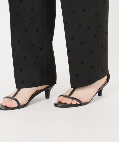 B.C STOCK(ベーセーストック)の「接触冷感 / 手洗い可 / フロッキードットスティックパンツ(スラックス・レディース・ブラック/チャコールグレー・FREE)」の22枚目の写真