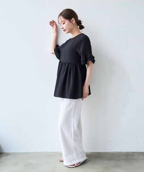 mil(ミル)の「モチーフ編み ラッセルレースパンツ【587208】(その他パンツ・レディース・ブラック/オフホワイト/ライトブラウン・S-Short/S-Regular/M-Short)」の5枚目の写真