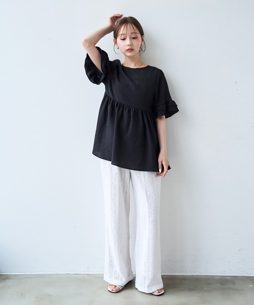 mil(ミル)の「モチーフ編み ラッセルレースパンツ【587208】(その他パンツ・レディース・ブラック/オフホワイト/ライトブラウン・S-Short/S-Regular/M-Short)」の8枚目の写真