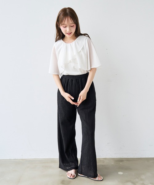 mil(ミル)の「モチーフ編み ラッセルレースパンツ【587208】(その他パンツ・レディース・ブラック/オフホワイト/ライトブラウン・S-Short/S-Regular/M-Short)」の12枚目の写真