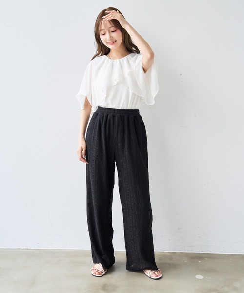 mil(ミル)の「モチーフ編み ラッセルレースパンツ【587208】(その他パンツ・レディース・ブラック/オフホワイト/ライトブラウン・S-Short/S-Regular/M-Short)」の9枚目の写真