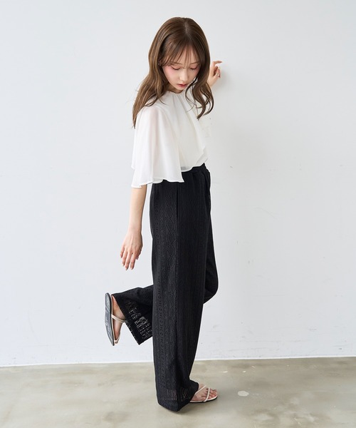 mil(ミル)の「モチーフ編み ラッセルレースパンツ【587208】(その他パンツ・レディース・ブラック/オフホワイト/ライトブラウン・S-Short/S-Regular/M-Short)」の10枚目の写真