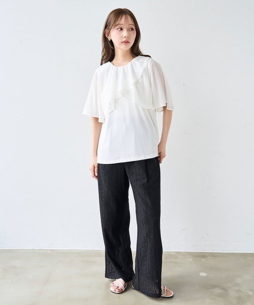 mil(ミル)の「モチーフ編み ラッセルレースパンツ【587208】(その他パンツ・レディース・ブラック/オフホワイト/ライトブラウン・S-Short/S-Regular/M-Short)」の13枚目の写真