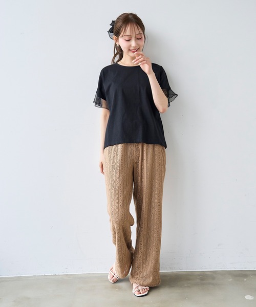 mil(ミル)の「モチーフ編み ラッセルレースパンツ【587208】(その他パンツ・レディース・ブラック/オフホワイト/ライトブラウン・S-Short/S-Regular/M-Short)」の15枚目の写真