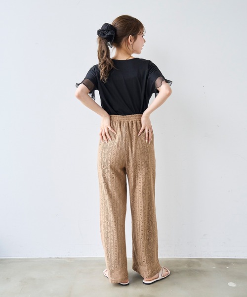 mil(ミル)の「モチーフ編み ラッセルレースパンツ【587208】(その他パンツ・レディース・ブラック/オフホワイト/ライトブラウン・S-Short/S-Regular/M-Short)」の21枚目の写真
