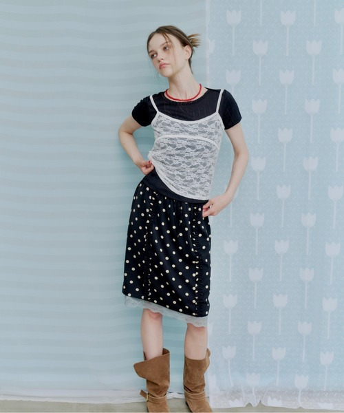 thinkto(シンクト)の「ドットパターンレイヤードスカート(スカート・レディース・ブラック/ホワイト・0/1)」の19枚目の写真