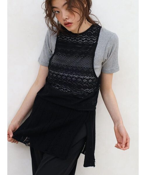 FIKA.（フィーカ）の「Crochet knit wrap skirt（スカート・レディース・オフホワイト/ブラック/ベージュ・FREE）」の2枚目の写真