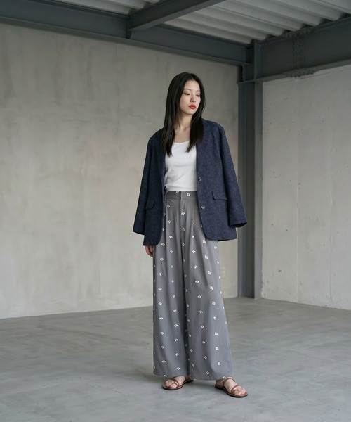 STYLE DELI(スタイルデリ)の「【BLK001】ミックスツイードベルト付きジャケット(テーラードジャケット・レディース・ブラウン/グレー/ネイビー・FREE)」の7枚目の写真