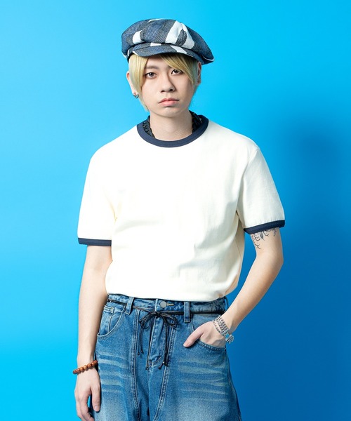 a.p.o.v.(エーピーオービー)の「a.p.o.v. クロップド丈レトロ生成りコットンリンガーTシャツ(Tシャツ/カットソー・メンズ・ブラック/レッド/グリーン/オレンジ/ネイビー・ONESIZE)」の3枚目の写真