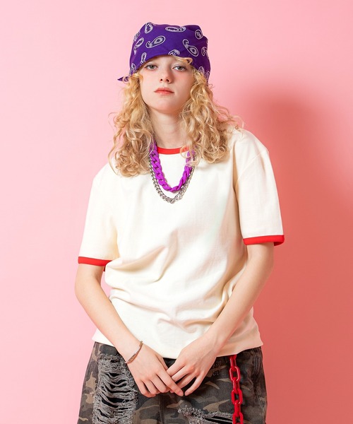 a.p.o.v.(エーピーオービー)の「a.p.o.v. クロップド丈レトロ生成りコットンリンガーTシャツ(Tシャツ/カットソー・メンズ・ブラック/レッド/グリーン/オレンジ/ネイビー・ONESIZE)」の4枚目の写真
