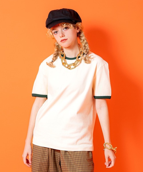 a.p.o.v.(エーピーオービー)の「a.p.o.v. クロップド丈レトロ生成りコットンリンガーTシャツ(Tシャツ/カットソー・メンズ・ブラック/レッド/グリーン/オレンジ/ネイビー・ONESIZE)」の2枚目の写真