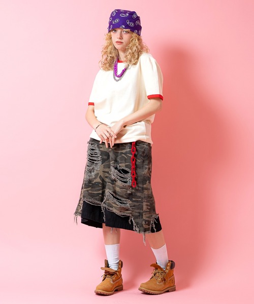 a.p.o.v.(エーピーオービー)の「a.p.o.v. クロップド丈レトロ生成りコットンリンガーTシャツ(Tシャツ/カットソー・メンズ・ブラック/レッド/グリーン/オレンジ/ネイビー・ONESIZE)」の15枚目の写真