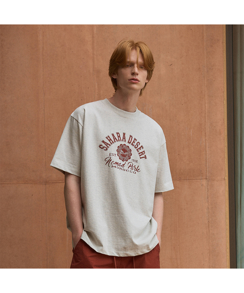WEDNESDAY OASIS（ウェンズデーオアシス）の「(ユニセックス)ピュアコットンサハラセミオーバーティーシャツ(4カラー)（Tシャツ/カットソー・メンズ・ブラック/ライトグレー/ネイビー/オートミール・LARGE/MEDIUM/X-LARGE）」の3枚目の写真
