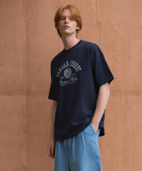 WEDNESDAY OASIS（ウェンズデーオアシス）の「(ユニセックス)ピュアコットンサハラセミオーバーティーシャツ(4カラー)（Tシャツ/カットソー・メンズ・ブラック/ライトグレー/ネイビー/オートミール・LARGE/MEDIUM/X-LARGE）」の5枚目の写真
