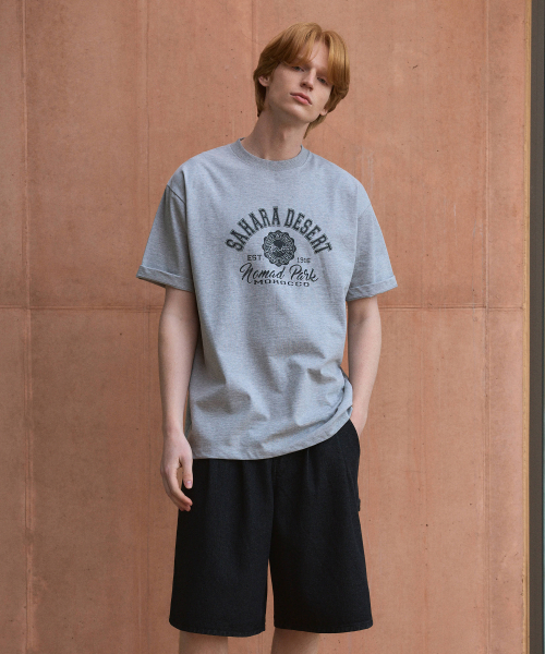 WEDNESDAY OASIS（ウェンズデーオアシス）の「(ユニセックス)ピュアコットンサハラセミオーバーティーシャツ(4カラー)（Tシャツ/カットソー・メンズ・ブラック/ライトグレー/ネイビー/オートミール・LARGE/MEDIUM/X-LARGE）」の6枚目の写真