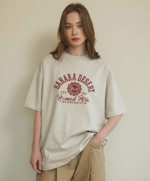 WEDNESDAY OASIS（ウェンズデーオアシス）の「(ユニセックス)ピュアコットンサハラセミオーバーティーシャツ(4カラー)（Tシャツ/カットソー・メンズ・ブラック/ライトグレー/ネイビー/オートミール・LARGE/MEDIUM/X-LARGE）」の12枚目の写真