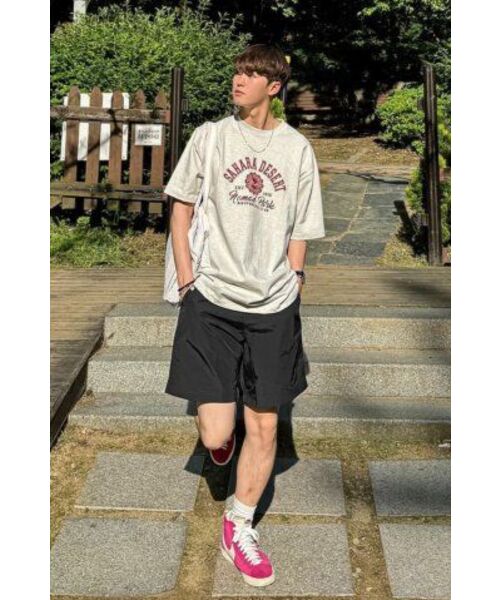 WEDNESDAY OASIS（ウェンズデーオアシス）の「(ユニセックス)ピュアコットンサハラセミオーバーティーシャツ(4カラー)（Tシャツ/カットソー・メンズ・ブラック/ライトグレー/ネイビー/オートミール・LARGE/MEDIUM/X-LARGE）」の15枚目の写真