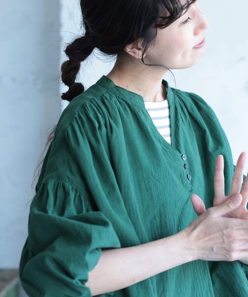 soulberry（ソウルベリー）の「緑の風をつつむブラウス（シャツ/ブラウス・レディース・グリーン・L/LL/3L/4L/5L/M）」の12枚目の写真