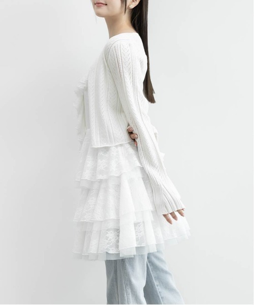 RANDA(ランダ)の「レースティアードミニ丈キャミワンピース(ワンピース・レディース・ホワイト/ブラック・1/0)」の4枚目の写真