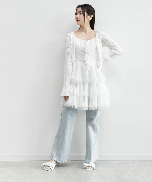 RANDA(ランダ)の「レースティアードミニ丈キャミワンピース(ワンピース・レディース・ホワイト/ブラック・1/0)」の3枚目の写真