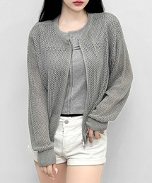 メッシュトップス」に該当するグレー/灰色系のレディースファッション