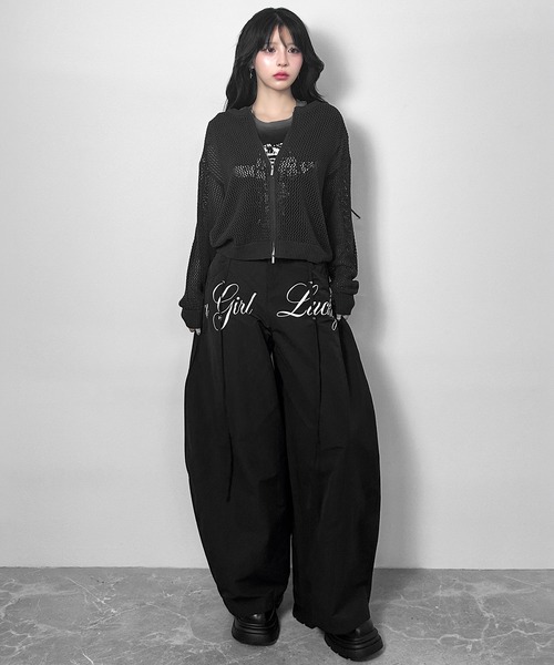 FOLLOWIN(フォロウィン)の「【3COLOR】ルーズメッシュジップニットカーディガン(カーディガン/ボレロ・レディース・ホワイト/ブラック/グレー・FREE)」の7枚目の写真