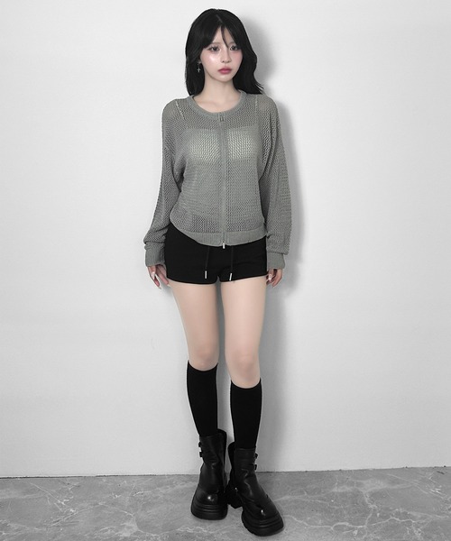 FOLLOWIN(フォロウィン)の「【3COLOR】ルーズメッシュジップニットカーディガン(カーディガン/ボレロ・レディース・ホワイト/ブラック/グレー・FREE)」の20枚目の写真