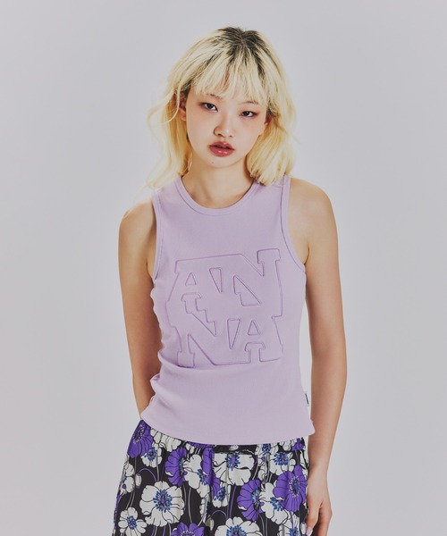 anna sui nyc（アナ スイ エヌ ワイ シー）の「トリミングロゴタンクトップ（Tシャツ/カットソー・レディース・ホワイト/ラベンダー/ブラック・FREE）」の3枚目の写真
