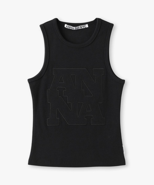anna sui nyc（アナ スイ エヌ ワイ シー）の「トリミングロゴタンクトップ（Tシャツ/カットソー・レディース・ホワイト/ラベンダー/ブラック・FREE）」の2枚目の写真