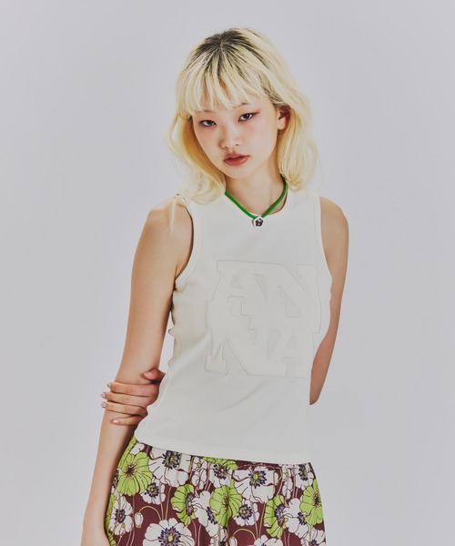 anna sui nyc（アナ スイ エヌ ワイ シー）の「トリミングロゴタンクトップ（Tシャツ/カットソー・レディース・ホワイト/ラベンダー/ブラック・FREE）」の5枚目の写真