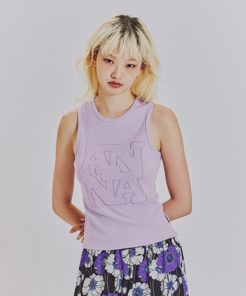 anna sui nyc（アナ スイ エヌ ワイ シー）の「トリミングロゴタンクトップ（Tシャツ/カットソー・レディース・ホワイト/ラベンダー/ブラック・FREE）」の10枚目の写真