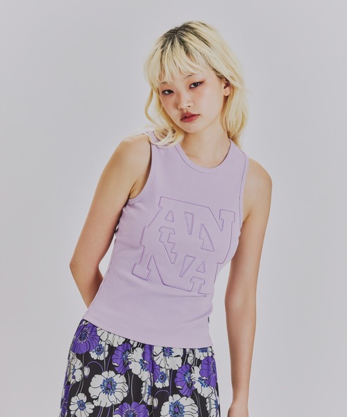 anna sui nyc（アナ スイ エヌ ワイ シー）の「トリミングロゴタンクトップ（Tシャツ/カットソー・レディース・ホワイト/ラベンダー/ブラック・FREE）」の11枚目の写真