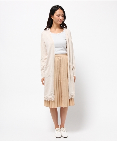 LBC（エルビーシー）の「12Gコットンカシミヤロングカーディガン（カーディガン/ボレロ・レディース・オフホワイト/ブラック・MEDIUM/LARGE）」の3枚目の写真