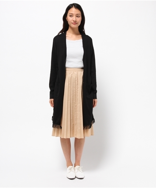 LBC（エルビーシー）の「12Gコットンカシミヤロングカーディガン（カーディガン/ボレロ・レディース・オフホワイト/ブラック・MEDIUM/LARGE）」の4枚目の写真