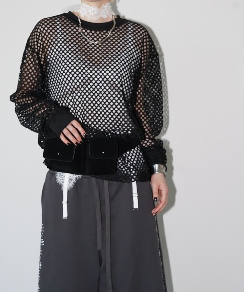 chuclla(チュクラ)の「オーバーメッシュトップス chw26a034(Tシャツ/カットソー・レディース・ブラック・FREE)」の3枚目の写真