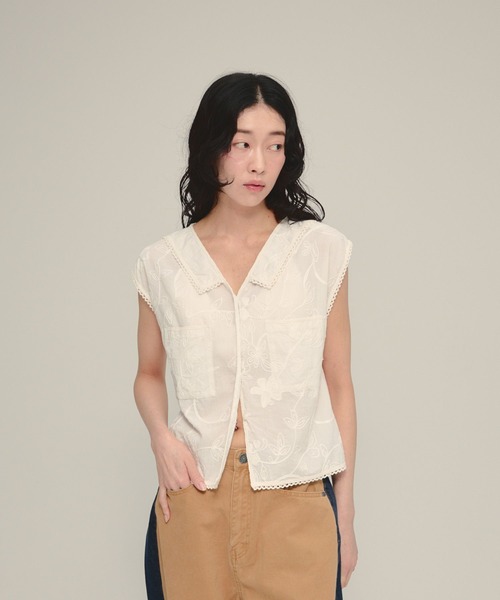 eL(エル)の「【eL】Made In India Cord Embroid NS/674423(Tシャツ/カットソー・レディース・ブラック/オフホワイト・FREE)」の2枚目の写真